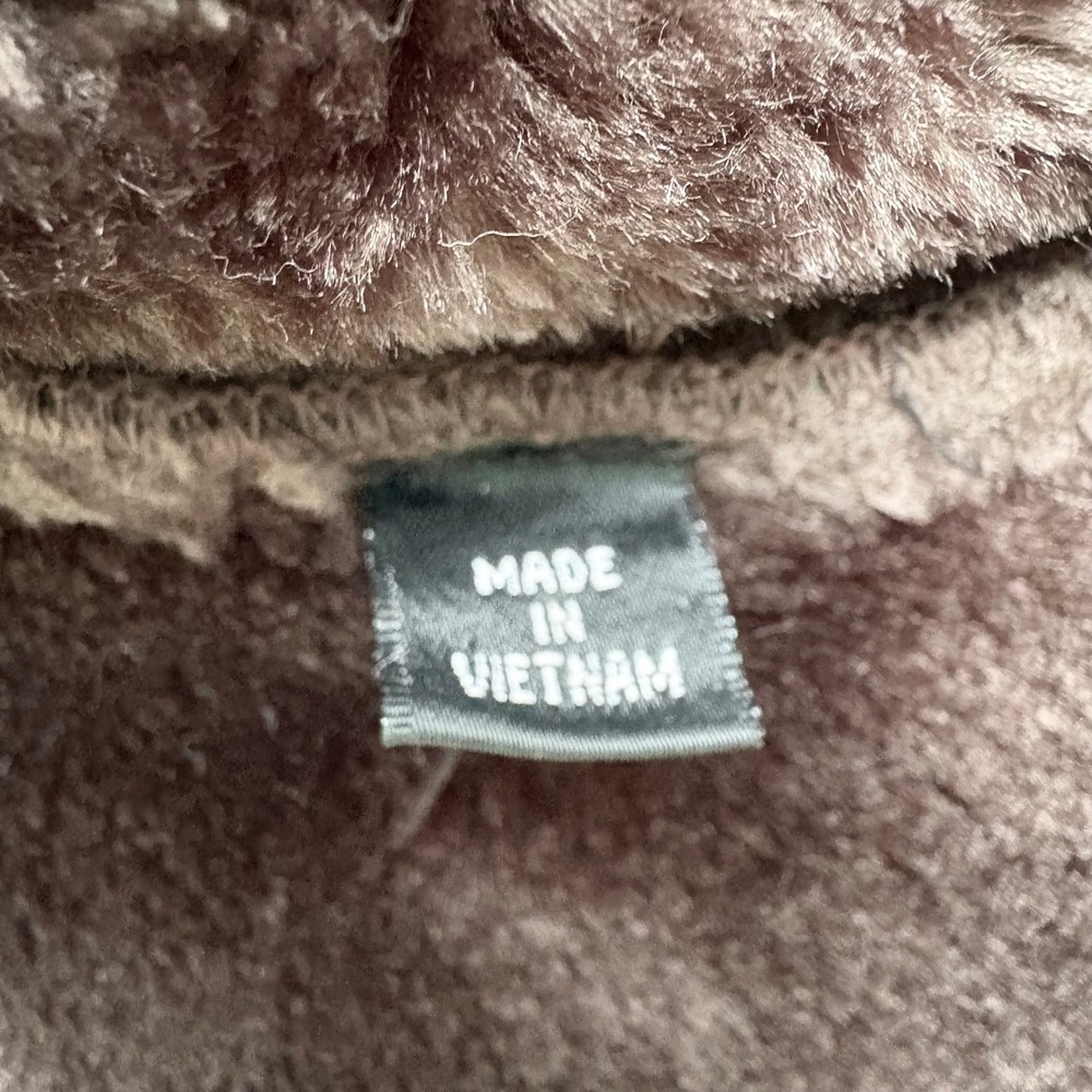 Dana Buchman Faux Suede Coat L Brown Genuine Fur Trim Winter Jacket Luxe Elegant - Picture 11 of 15